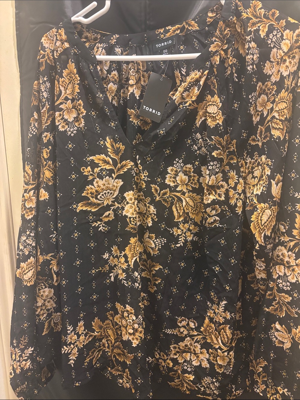 torrid Black and Gold Floral Blouse